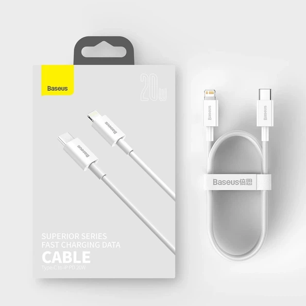 Кабель Baseus Superior USB-C to Lightning 1.5m White (CATLYS-B02) - Фото 15 Кабель Baseus Superior USB-C to Lightning 1.5m White (CATLYS-B02) - изображение 15