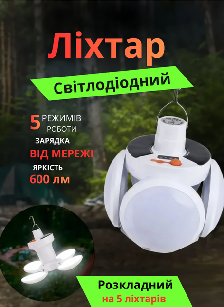 Акумуляторний ліхтар світлодіодний Charging Lamp 2029 для кемпінгу - Фото 1 Акумуляторний ліхтар світлодіодний Charging Lamp 2029 для кемпінгу - изображение 1