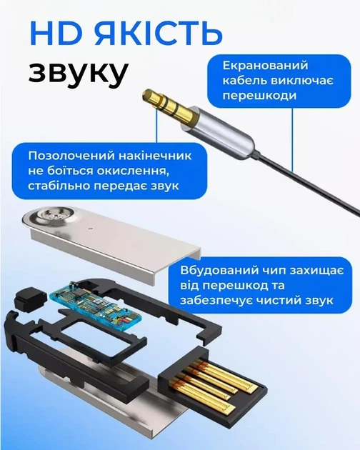 Аудио Bluetooth 5.0 приёмник Baseus BA01 Wireless Bluetooth Transmitter с разъёмами USB и 3.5 мм AUX - изображение 5