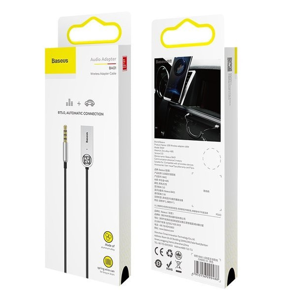 Аудио Bluetooth 5.0 приёмник Baseus BA01 Wireless Bluetooth Transmitter с разъёмами USB и 3.5 мм AUX - изображение 7