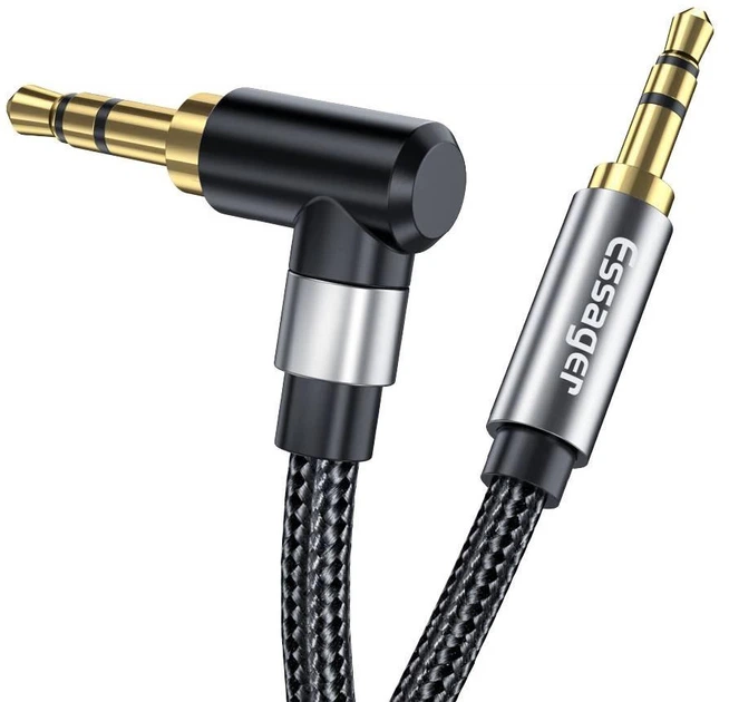 Кабель ESSAGER Monster 3.5mm to 3.5mm 90˚ Jack Audio Cable 1.5m Black (EYP35-WTA01) - изображение 2