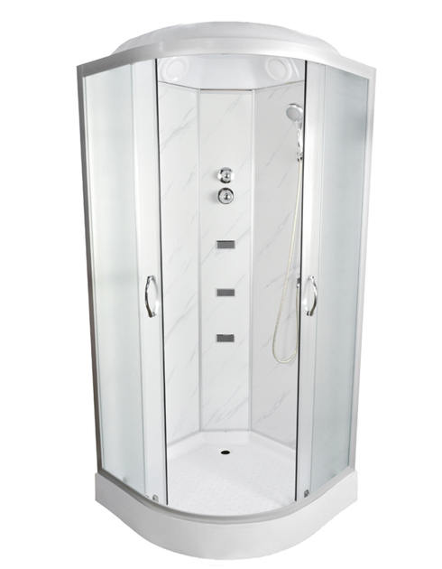 Душовий бокс TKF TKF100/1 Білий Онікс WG 100×100×215 см, кутовий, хромовий профіль, матове скло, низький піддон - изображение 4