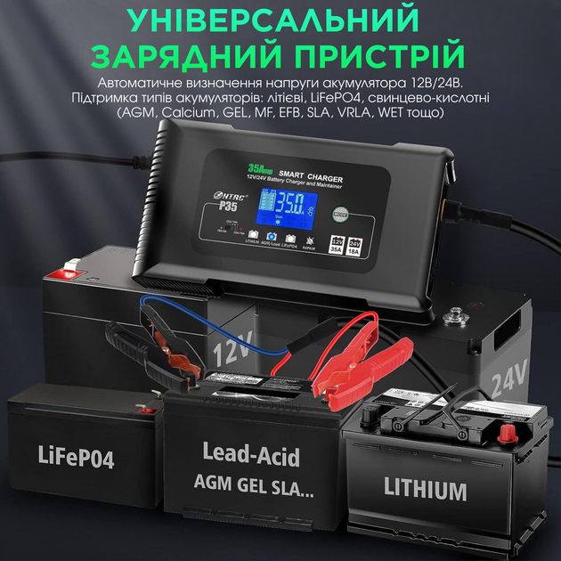 Автоматическое зарядное устройство HTRC P35 12V35A /24V18A для кислотных, гелевых, AGM и LiFePO4 аккумуляторов - изображение 4