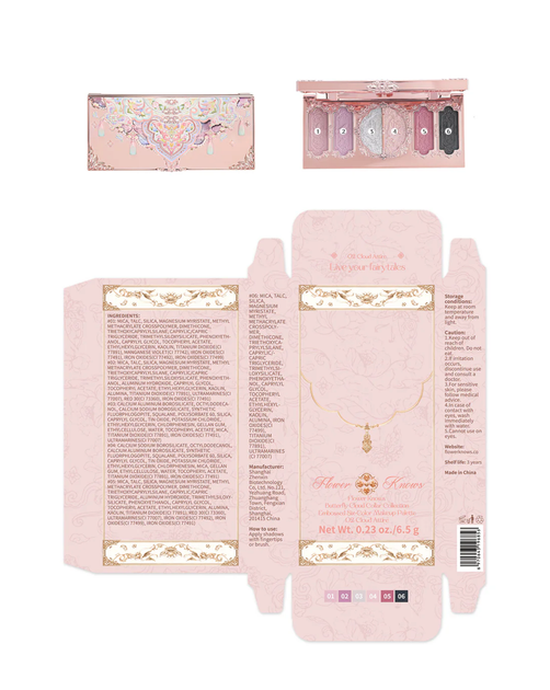 Палетка теней CosmoStyle Flower Knows Butterfly Cloud Collar Embossed Six-Color Makeup Palette 6.5 г - 02 Cloud Attire - изображение 8
