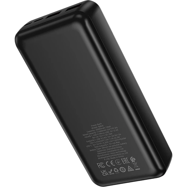 Павербанк BOROFONE 20000mAh BJ80A Clever PD20W + QC22.5W Black - зображення 2