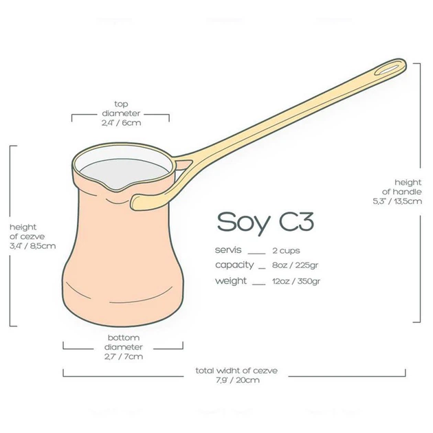Медная турка SOY C3 225 мл джезва с серебряным покрытием внутри - изображение 7