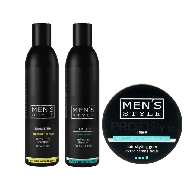 Мужской набор для волос ProfiStyle Men’s Style Шампуни 2х250 мл и Резина 100 мл - Фото 1 Мужской набор для волос ProfiStyle Men’s Style Шампуни 2х250 мл и Резина 100 мл - изображение 1