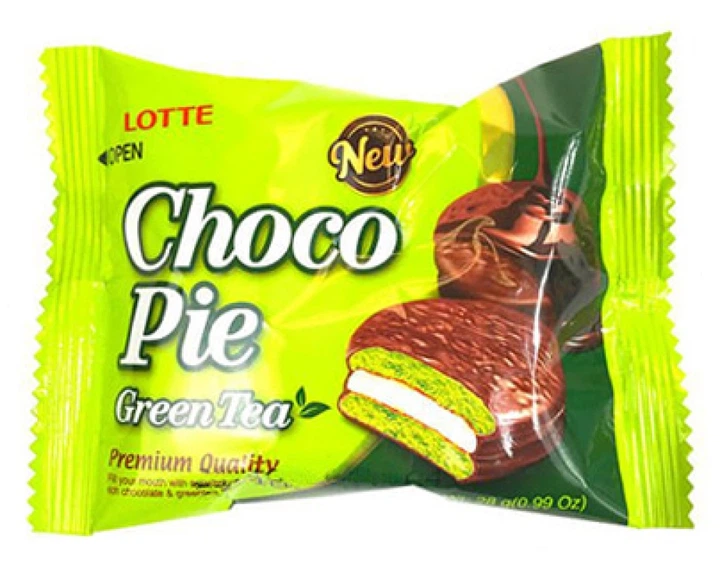 Печиво Lotte Choco Pie Зелений чай 28г - Фото 1 Печиво Lotte Choco Pie Зелений чай 28г - зображення 1