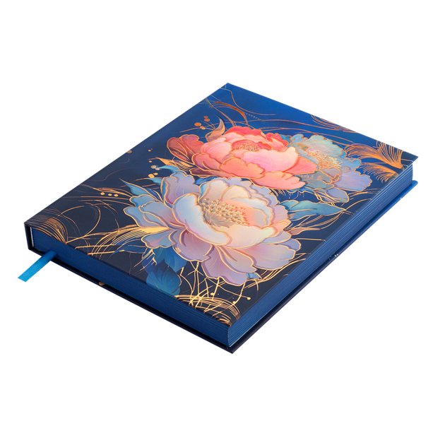 Ежедневник недатированный А5 BuroMax Peony "Цветные пионы" 168 листов темно-синий с цветочным рисунком (BM.20170-03) - изображение 4