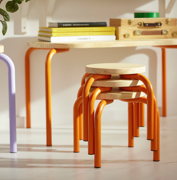 Табурет диячий дерев'яний/помаранчевий Ikea GREJSIMOJS 605.989.73 - Фото 3 Табурет диячий дерев'яний/помаранчевий Ikea GREJSIMOJS 605.989.73 - зображення 3