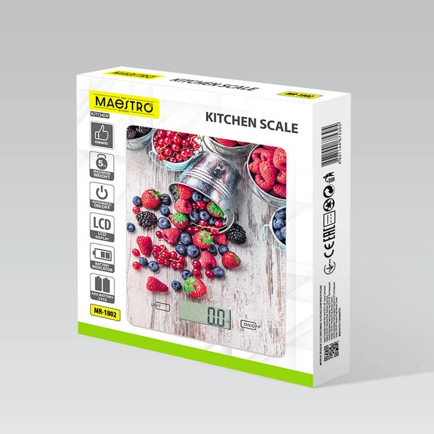 Весы кухонные Maestro Ягоды MR-1802 5 кг - изображение 3