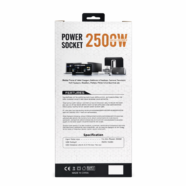 Мережевий подовжувач Power Socket D6 на 6 розеток 4 USB + Type-C PD з вимикачем та LED-індикатором кабель 3 м 2500 Вт - Фото 3 Мережевий подовжувач Power Socket D6 на 6 розеток 4 USB + Type-C PD з вимикачем та LED-індикатором кабель 3 м 2500 Вт - зображення 3