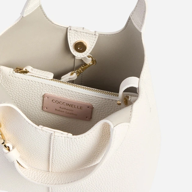 Сумка крос-боді жіноча з натуральної шкіри маленька Coccinelle E1SHA580101-N17 Біла (800070354178) - зображення 3