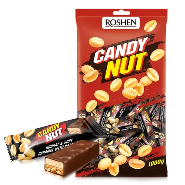 Цукерки ROSHEN Candy Nut м`ягка карамель з арахісом червоний 1кг (624001) - Фото 1 Цукерки ROSHEN Candy Nut м`ягка карамель з арахісом червоний 1кг (624001) - зображення 1