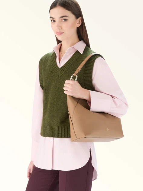 Сумка хобо жіноча з натуральної шкіри середня Furla WB01900HSF000YU5001007 Коричнева (800070352189) - зображення 3