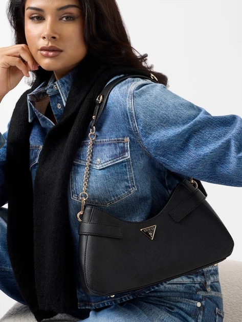 Torebka bagietka damska mała Guess HWZG8091180-BLA Czarna - obraz 2