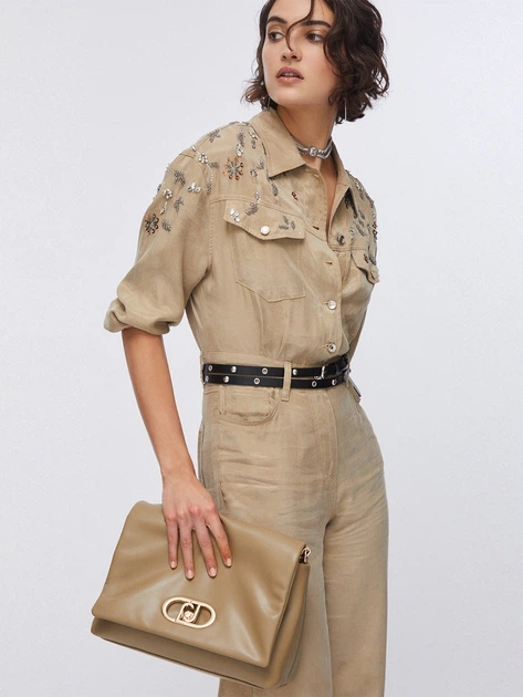 Сумка крос-боді через плече жіноча зі штучної шкіри середня Liu Jo AA6147E0953-01679 Бежева (800070353774) - зображення 2