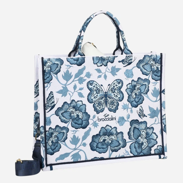 Torebka shopper damska materiałowa Braccialini B18921-TY-3292 Jasnoniebieska - obraz 4