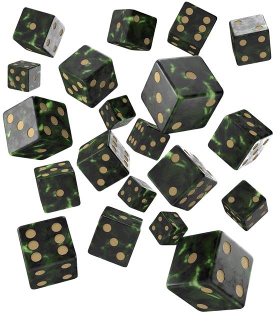 Zestaw kości Q-Workshop Pełna Paka Kości K6 Butelkowo-zielono-złote 20 elementów (5907699498444) - obraz 1