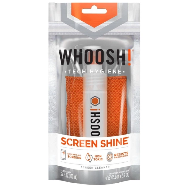 Комплект для чищення Whoosh! GO XL 100мл спрей з мікрофіброю 14см x 14см (1FG100ENFR/1FG100XLENFR) - Фото 2 Комплект для чищення Whoosh! GO XL 100мл спрей з мікрофіброю 14см x 14см (1FG100ENFR/1FG100XLENFR) - изображение 2