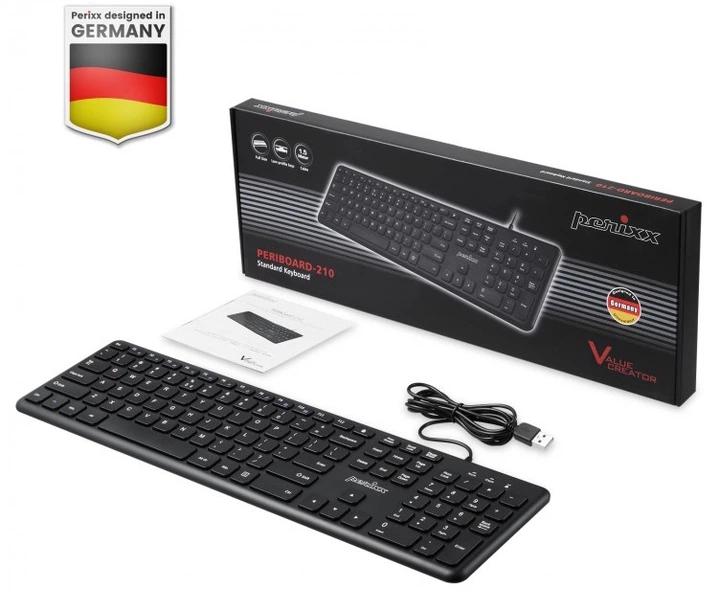 Klawiatura przewodowa Defender Perixx PERIBOARD-210 USB Black (4049571003849) - obraz 7
