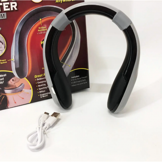 Портативний міні обігрівач для шиї Handy Heater акумуляторний 4 режими нагріву до 6 годин Сірий - зображення 8