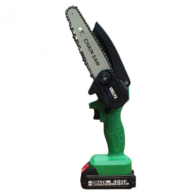 Пила акумуляторна безщіткова Міні-ланцюгова електропилка MINI VOLLYX 2in1 500 Вт 2 шини 6+4" 2 ланцюги 1/4" 2 АКБ - зображення 2