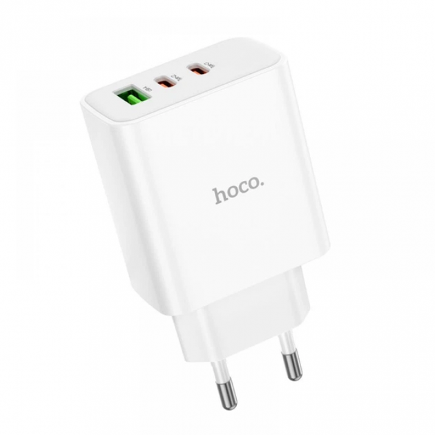 Мережевий зарядний пристрій адаптер зі швидкою зарядкою HOCO C126A Pure 1USB/2Type-C 40Вт PD2.0/QC3.0/FCP/AFC - зображення 2