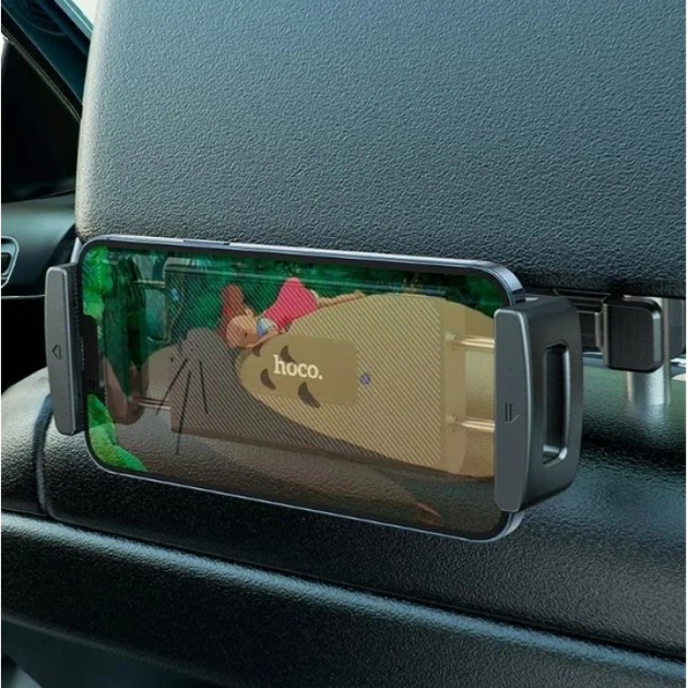 Тримач для телефону планшета на підголовник заднього сидіння для пасажира HOCO CA121 4,7–12,9″ поворот 360° - зображення 2