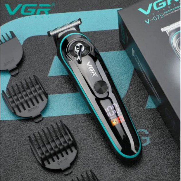 Аккумуляторный триммер для стрижки волос и бороды с USB и LED-дисплеем VGR V-075 3, 6, 9, 12 мм - изображение 3