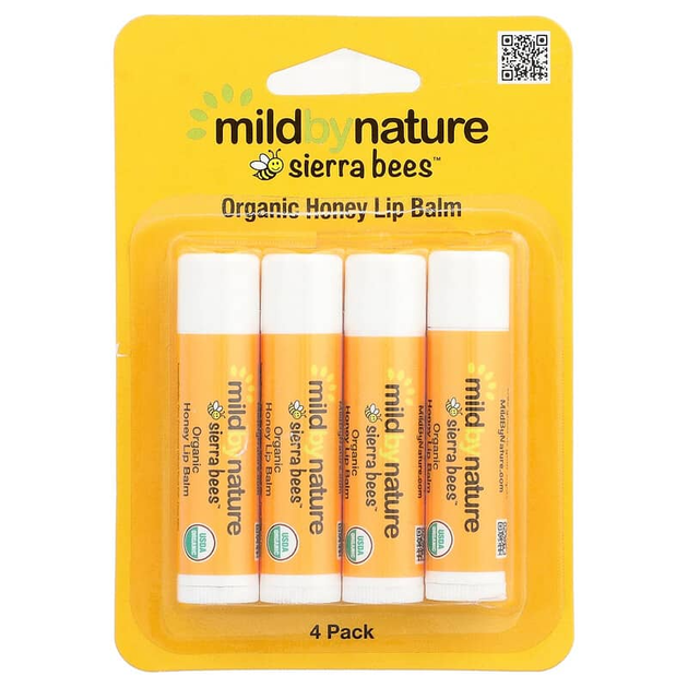Бальзамы для губ Mild By Nature, Sierra Bees "Organic Lip Balms" с медом (4 шт) - изображение 2