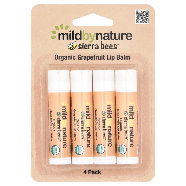 Бальзамы для губ Mild By Nature, Sierra Bees "Organic Lip Balms" со вкусом грейпфрута (4 шт) - изображение 2