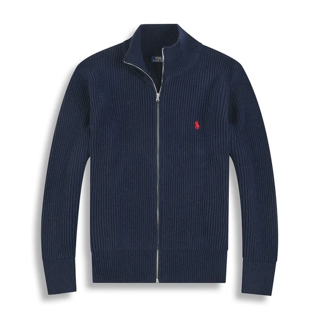 Кофта-кардиган Polo Ralph Lauren full zip размер L синий цвет - Фото 1 Кофта-кардиган Polo Ralph Lauren full zip размер L синий цвет - изображение 1