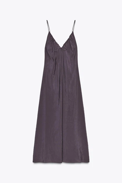 Легка сукня міді з вирізом з рюшами Zara 2180/21 XS Фіолетова (0 2180210611XS) - Фото 5 Легка сукня міді з вирізом з рюшами Zara 2180/21 XS Фіолетова (0 2180210611XS) - зображення 5
