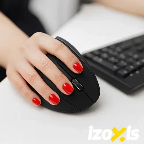 Беспроводная эргономичная вертикальная мышь IZOXIS 26628 , 6 кнопок, USB 2.4 ГГц, 800/1000/1200 DPI, черная - изображение 3