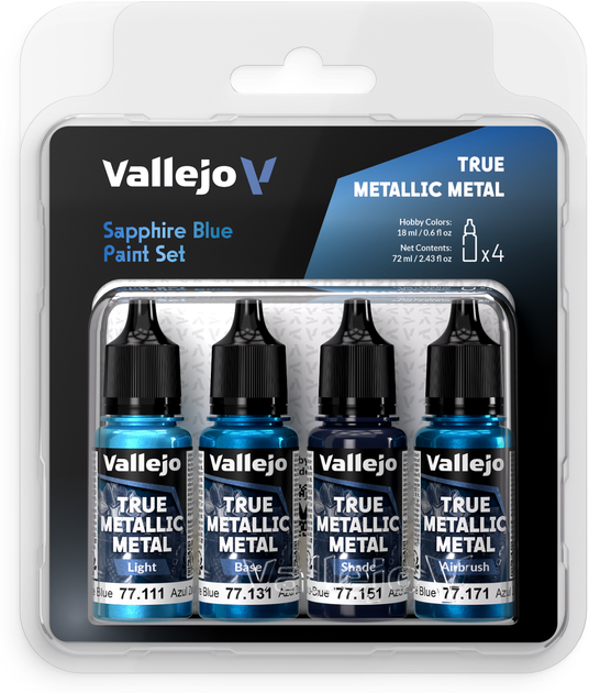 Набір акрилових фарб Vallejo True Metallic Metal 77.256 Sapphire Blue Paint Set (8429551772563) - зображення 1