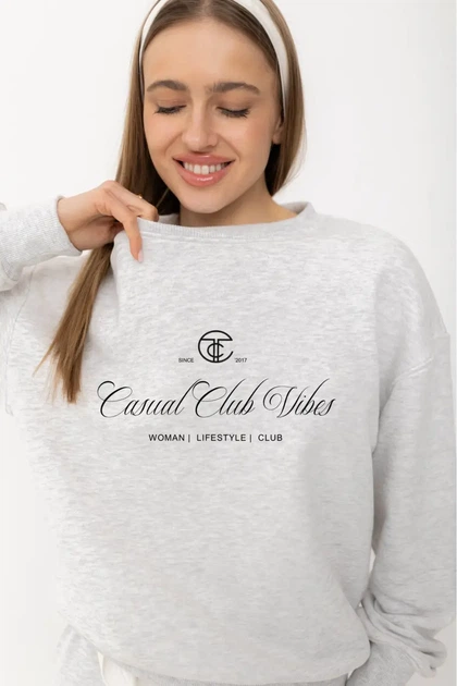 СВІТШОТ БАЗОВИЙ CASUAL CLUB VIBES 2507161260609 L/XL Сірий - изображение 2