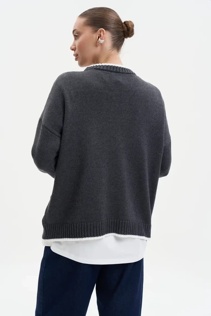 Светр з принтом S012 2508369193010 L/XL Сірий - зображення 4