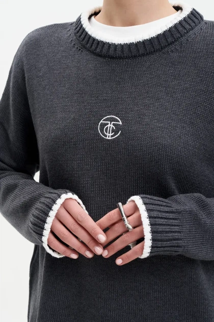 Светр з принтом S012 2508369193010 L/XL Сірий - зображення 8