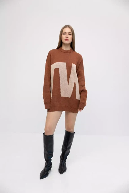 Светр з принтом TWICE 2408271750506 M/L Коричневий - Фото 4 Светр з принтом TWICE 2408271750506 M/L Коричневий - зображення 4