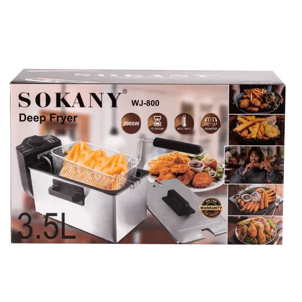 Фритюрница SOKANY WJ-800 с объемом 3,5 л, мощностью 2000 Вт и механическим управлением для приготовления разнообразных блюд. - изображение 5