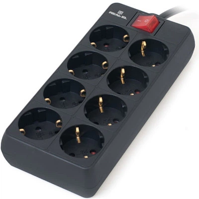Сетевой фильтр питания REAL-EL RS-8 Protect 5m, black (EL122300024) - изображение 2