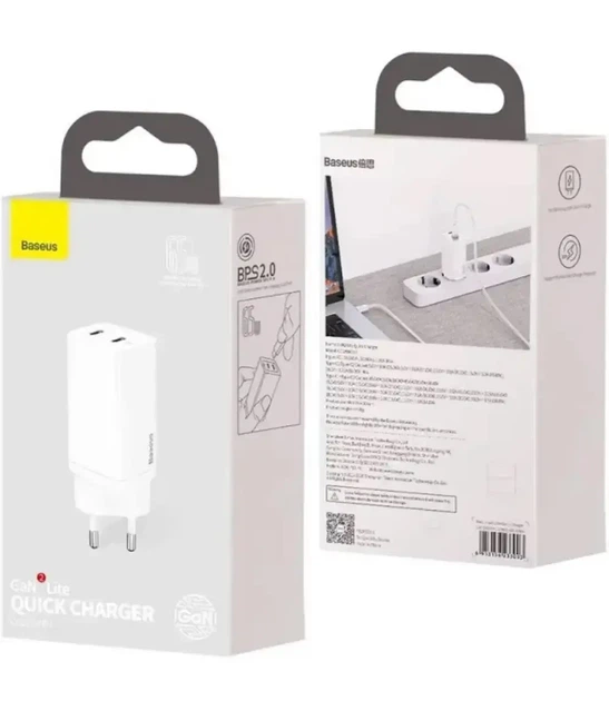 Зарядное Устройство Baseus GaN2 Lite 65W (2Type-C) white - изображение 5