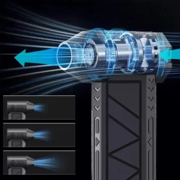Акумуляторний ручний турбовентилятор Mini Jet Fan ZY7400 з ліхтариком 5000 mAh Чорний - зображення 6