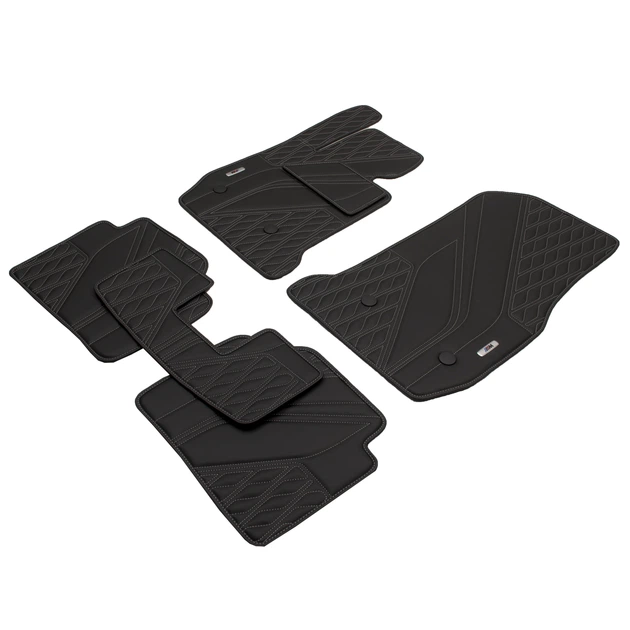 Коврики в салон Inliner Wave Style для BMW 3 F30/F31 '12-19 sDrive из экокожи черные с бежевой нитью (комплект) - изображение 5