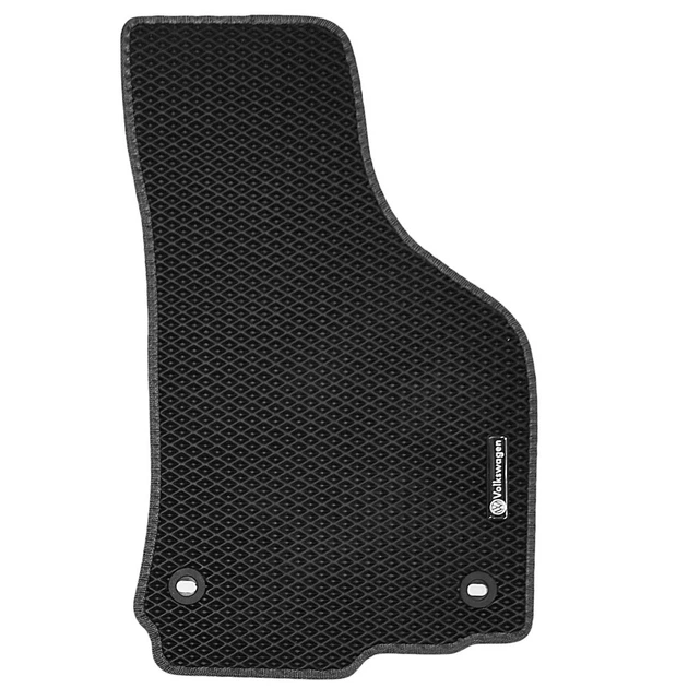 Килимки в салон Kinetic для Volkswagen Golf 5 '04-09 EVA-полімерні чорні з сірою тасьмою овальні кліпси з чорним мет. підп'ятником 2 шильди (комплект) - зображення 4
