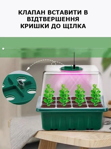 Набор для выращивания рассады с LED подсветкой на 5 лотков / Мини-тепличка / Стартовый набор для растений со светодиодной лампой - изображение 2