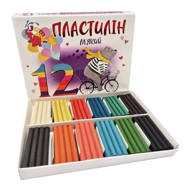 Дитячий м'який пластилін КТ 230604, 12 кольорів - Фото 2 Дитячий м'який пластилін КТ 230604, 12 кольорів - изображение 2