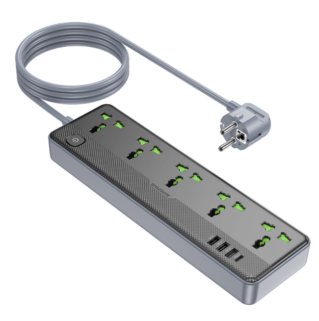 Мережевий подовжувач Borofone BAC4A Lord 12W, 5 розеток, Type-C + USB, 1.5 м - Фото 2 Мережевий подовжувач Borofone BAC4A Lord 12W, 5 розеток, Type-C + USB, 1.5 м - зображення 2