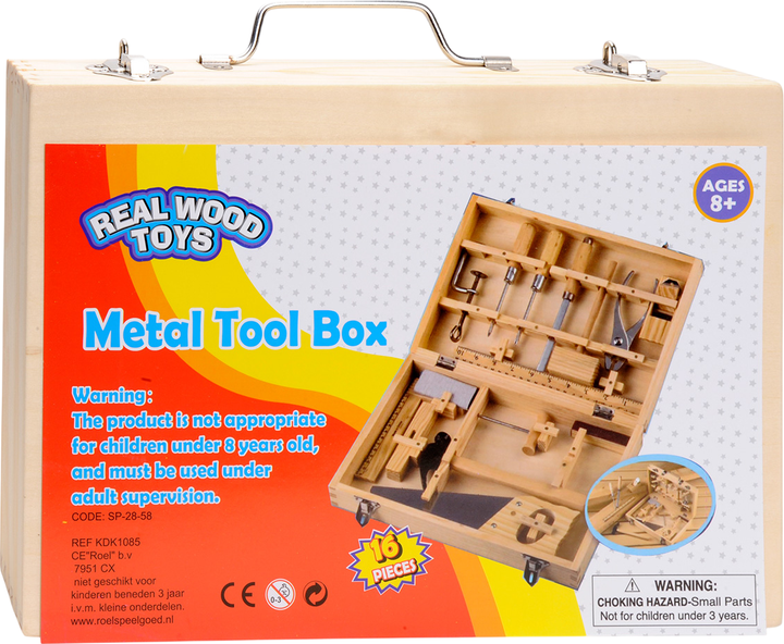 Ігровий набір  Playwood Real Wood Toys Скринька з інструментами 16 шт. (8719348000994) - зображення 2